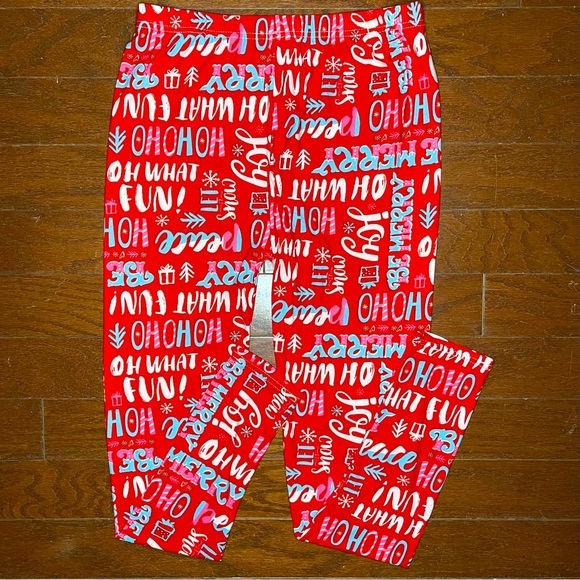 Merry Christmas Santa HoHo Holiday High Waist Red Leggings Small / Medium 4 - 10 - Picture 11 of 11